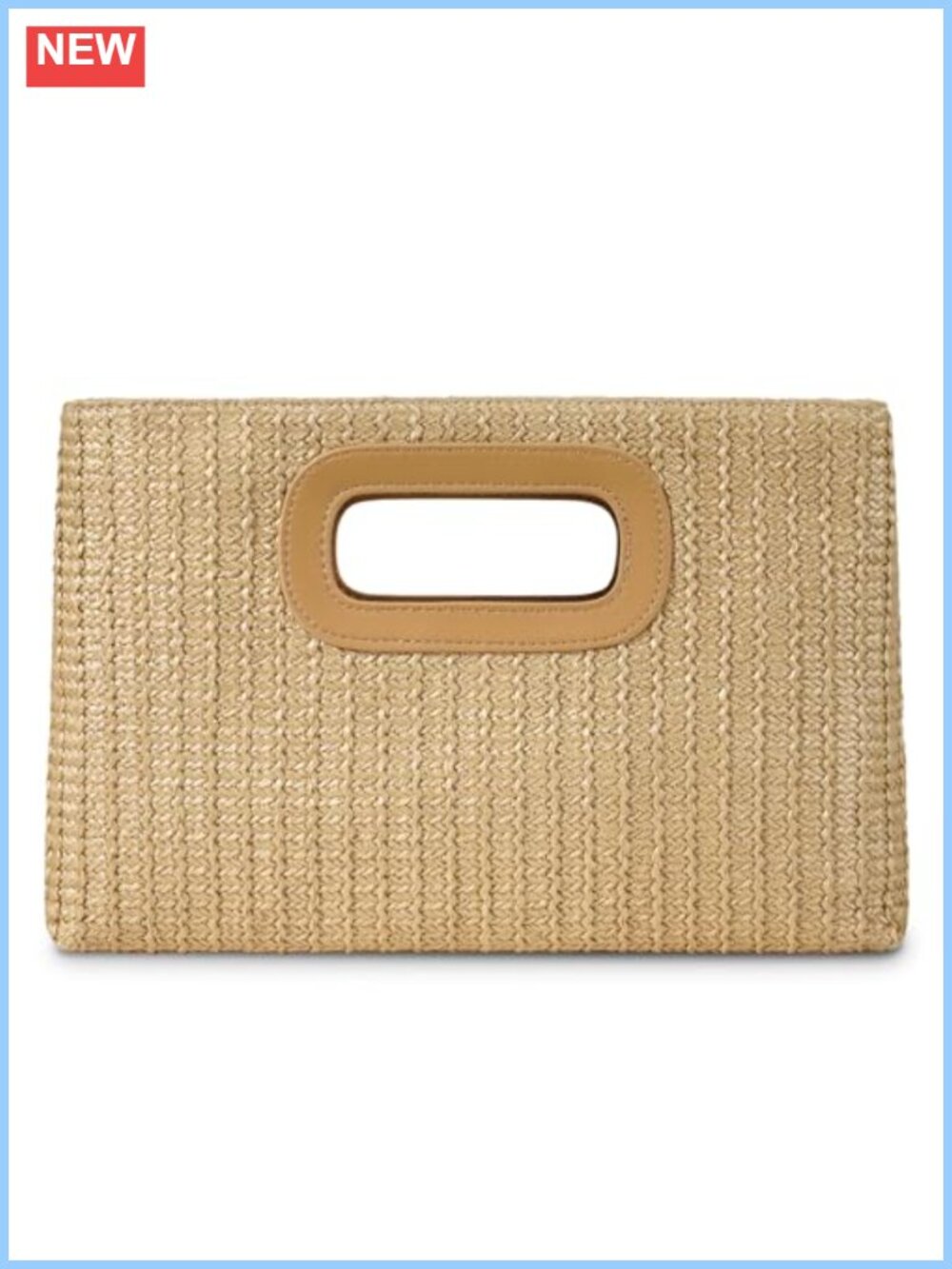 Straw Clutch Handbag for Women Top Handle Evening Bag with Gold Chain Strap